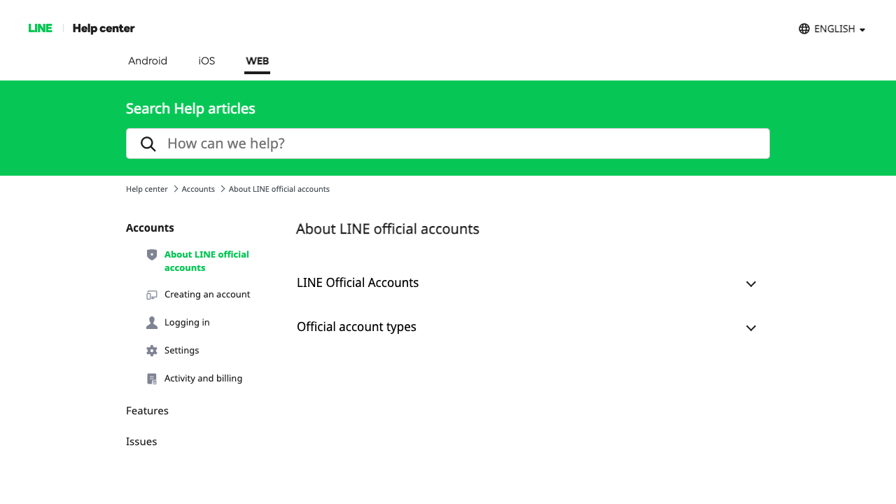 LINE Official Account business features